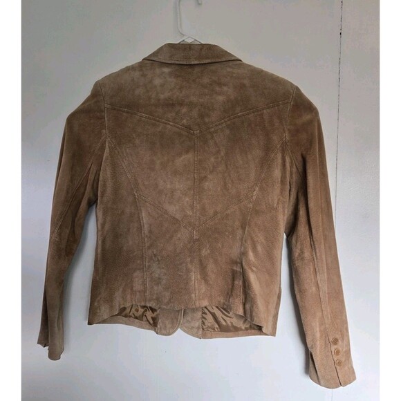 Vtg Context Womens 14 Jacket Y2K Suede Brown Blazer 100% Leather Cowgirl Western - Picture 6 of 8